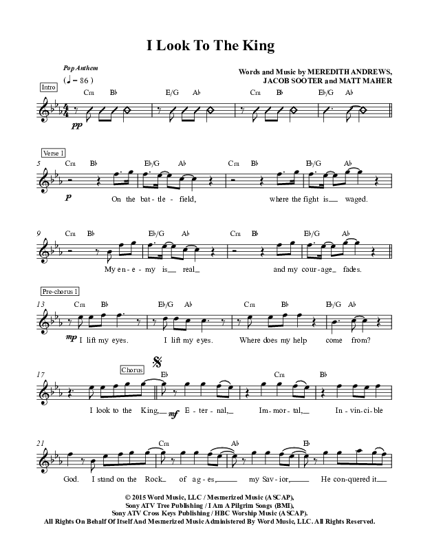I Look To The King Lead Sheet (Meredith Andrews)