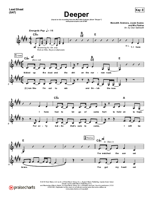 Deeper Lead Sheet (SAT) (Meredith Andrews)
