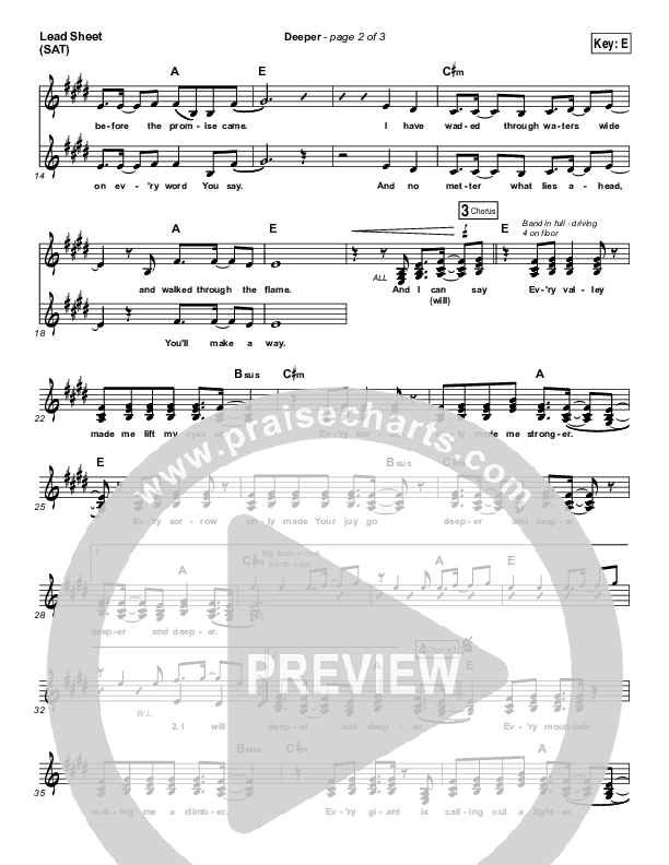 Deeper Lead Sheet (SAT) (Meredith Andrews)