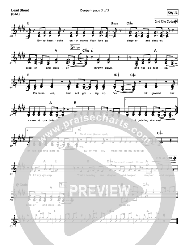 Deeper Lead Sheet (SAT) (Meredith Andrews)