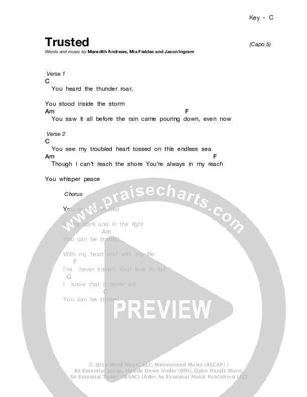 Trusted Chords & Lyrics (Meredith Andrews)
