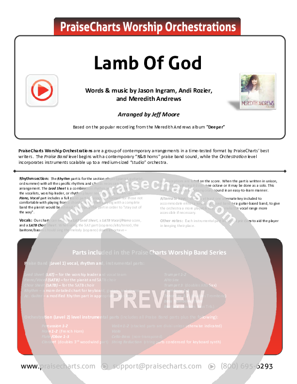 Lamb Of God Cover Sheet (Meredith Andrews)