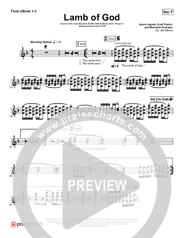 Lamb Of God Flute/Oboe 1/2/3 (Meredith Andrews)
