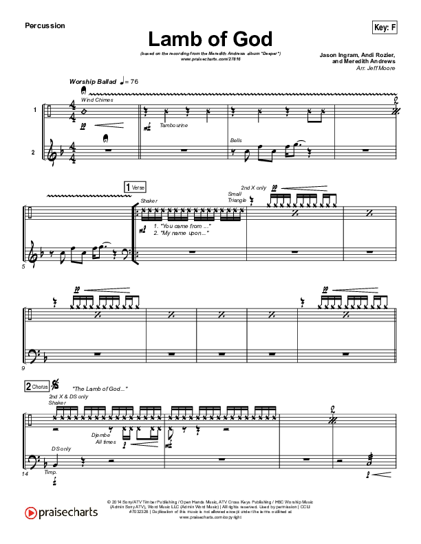 Lamb Of God Percussion (Meredith Andrews)