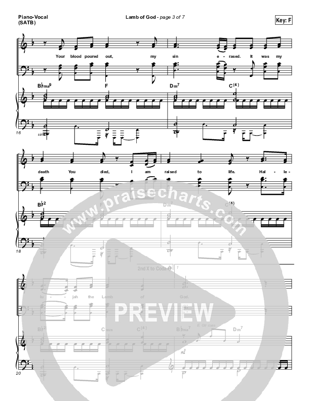 Lamb Of God Piano/Vocal (SATB) (Meredith Andrews)