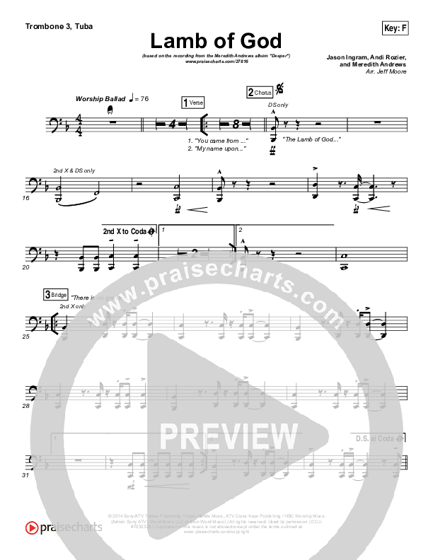Lamb Of God Trombone 3/Tuba (Meredith Andrews)