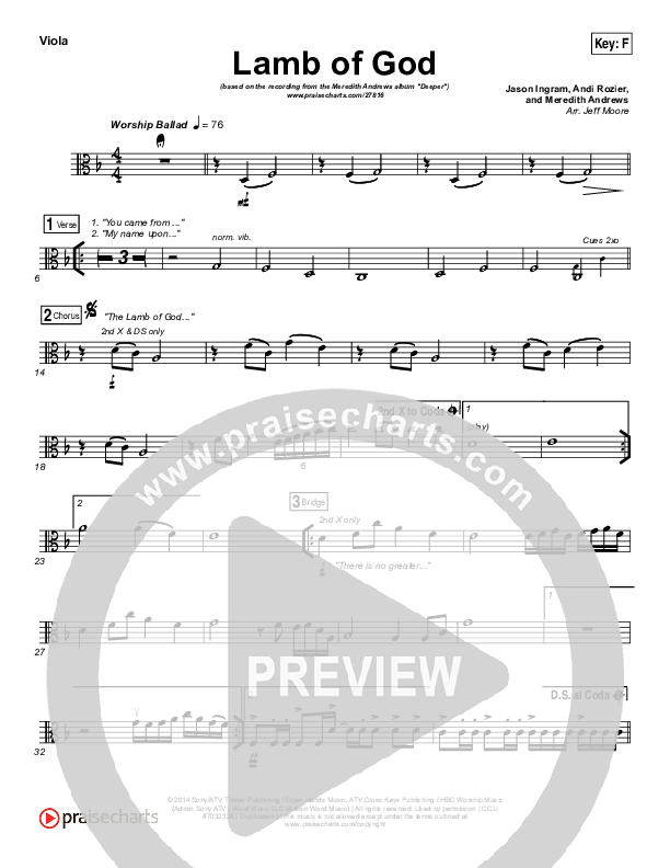 Lamb Of God Viola (Meredith Andrews)