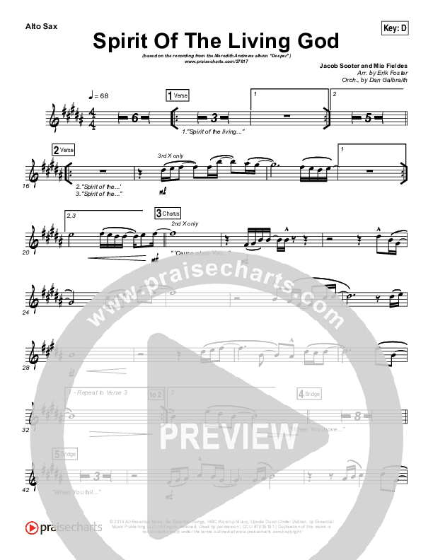 Spirit Of The Living God Alto Sax (Meredith Andrews)