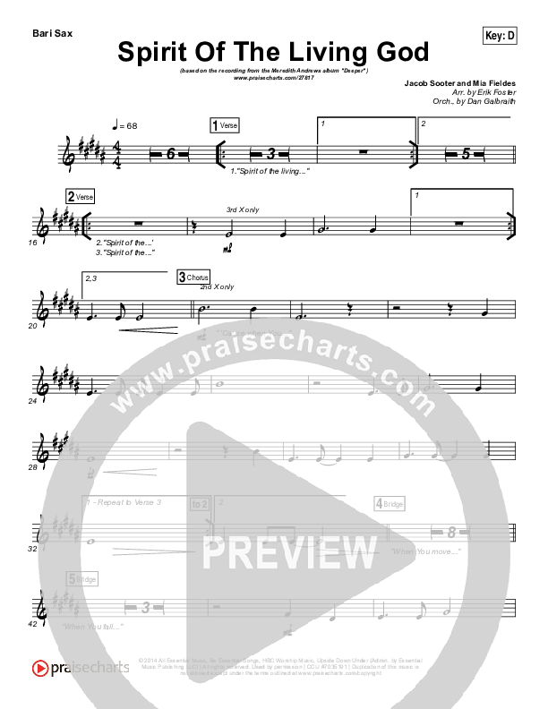 Spirit Of The Living God Bari Sax (Meredith Andrews)