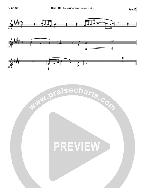 Spirit Of The Living God Clarinet (Meredith Andrews)