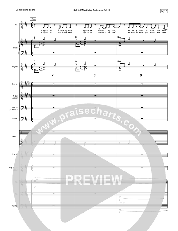 Spirit Of The Living God Conductor's Score (Meredith Andrews)