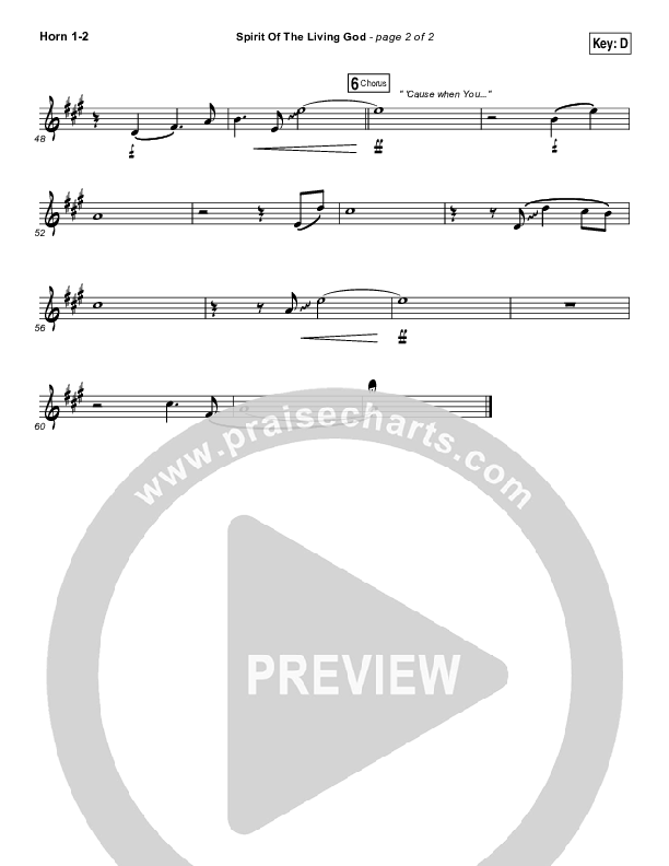 Spirit Of The Living God French Horn 1/2 (Meredith Andrews)