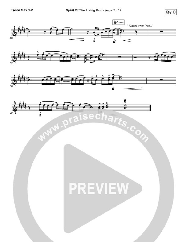 Spirit Of The Living God Tenor Sax 1/2 (Meredith Andrews)