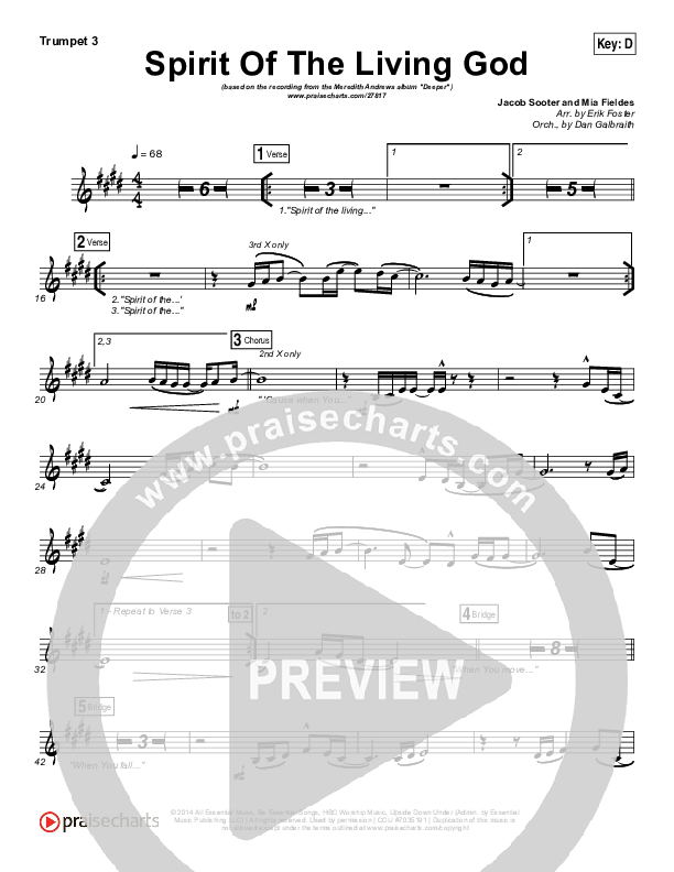 Spirit Of The Living God Trumpet 3 (Meredith Andrews)