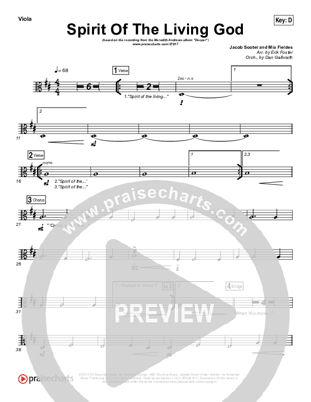 Spirit Of The Living God Viola (Meredith Andrews)