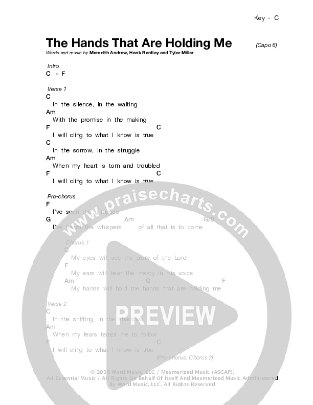 Hands That Are Holding Me Chords & Lyrics (Meredith Andrews)