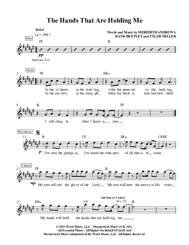 Hands That Are Holding Me Lead Sheet (Meredith Andrews)