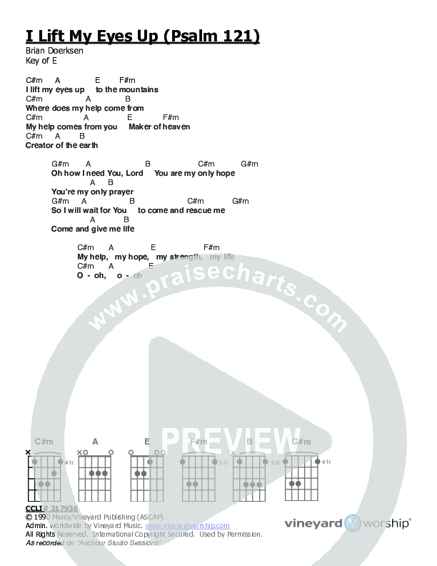 I Lift My Eyes Up Chords & Lyrics (Vineyard Worship)