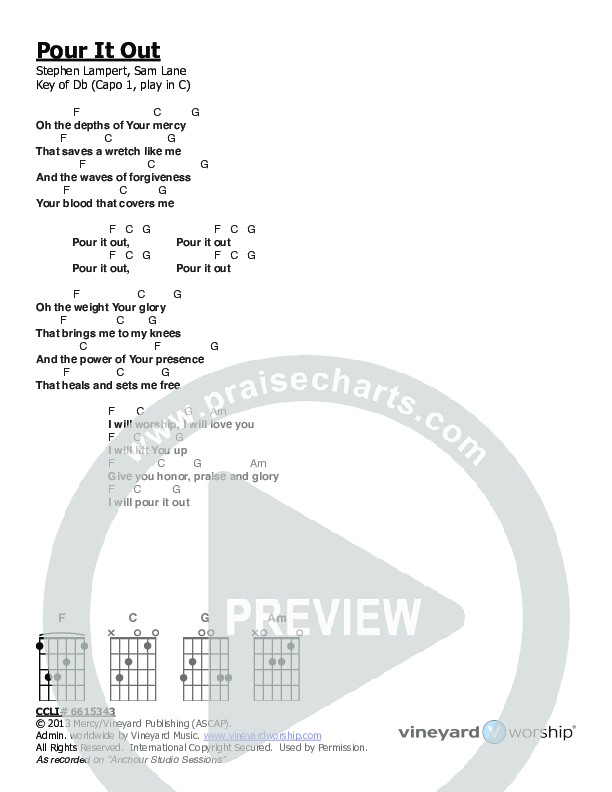 Pour It Out Chords & Lyrics (Vineyard Worship)