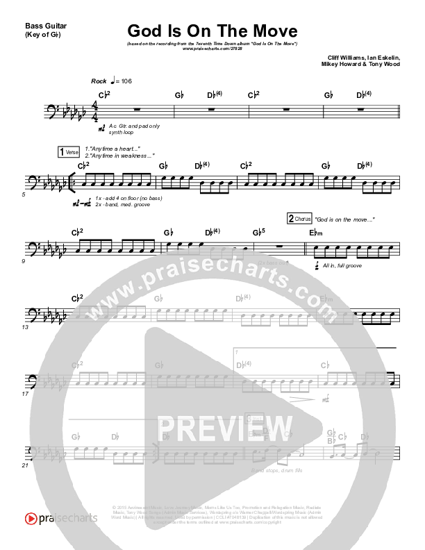 God Is On The Move Bass Guitar (7eventh Time Down)