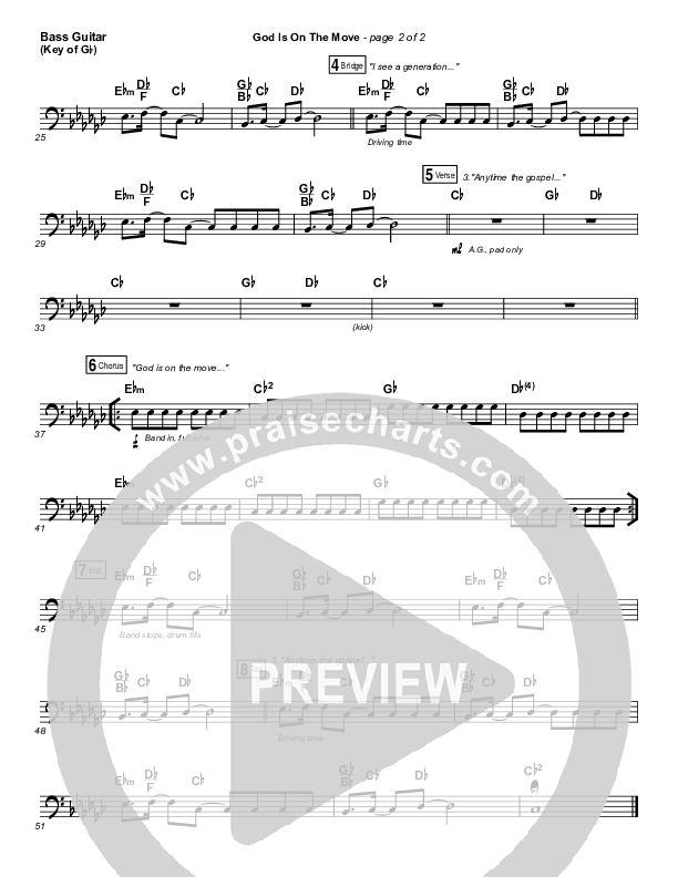 God Is On The Move Bass Guitar (7eventh Time Down)