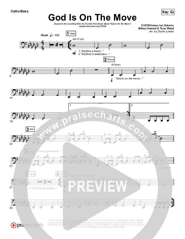 God Is On The Move Cello/Bass (7eventh Time Down)