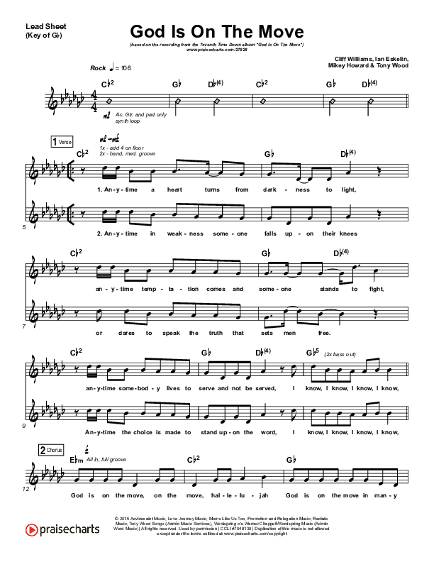 God Is On The Move Lead Sheet (Melody) (7eventh Time Down)