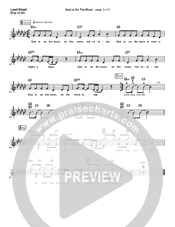 God Is On The Move Lead Sheet (Melody) (7eventh Time Down)