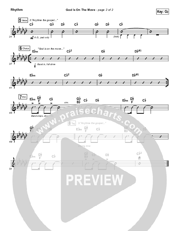 God Is On The Move Rhythm Chart (7eventh Time Down)
