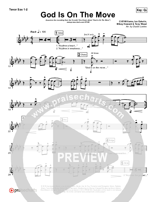 God Is On The Move Tenor Sax 1/2 (7eventh Time Down)