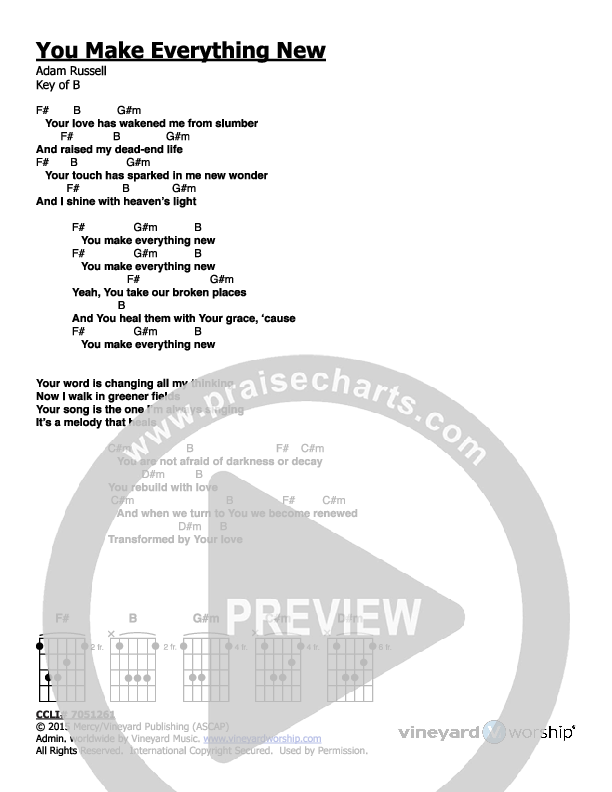 You Make Everything New Chords & Lyrics (Vineyard Worship)