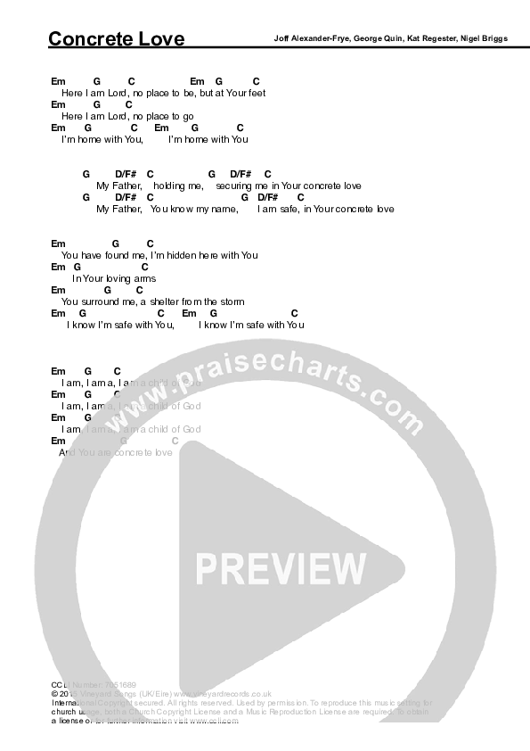 Concrete Love Chords PDF (Vineyard UK) PraiseCharts