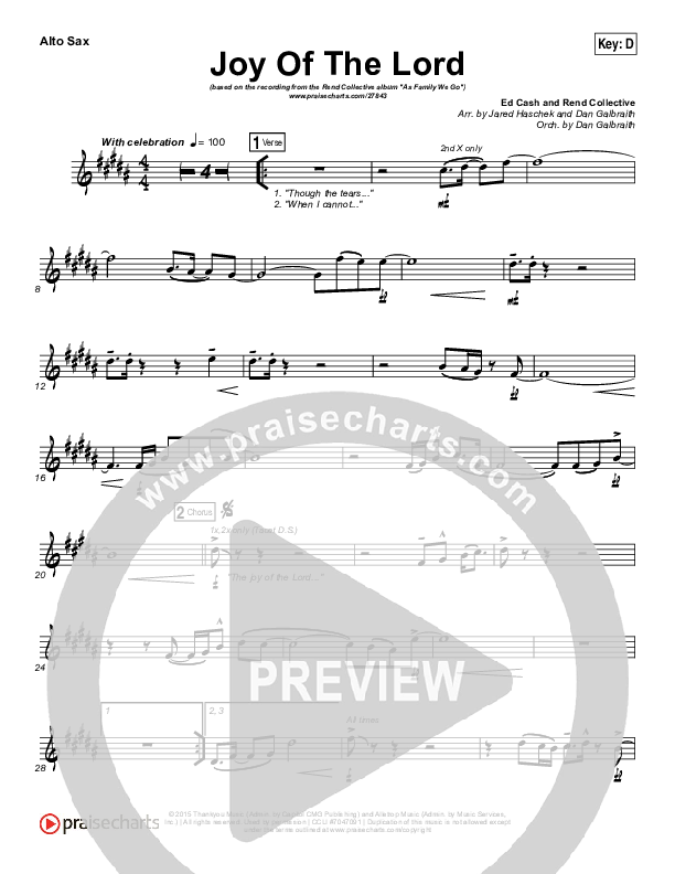 Joy Of The Lord Alto Sax (Rend Collective)