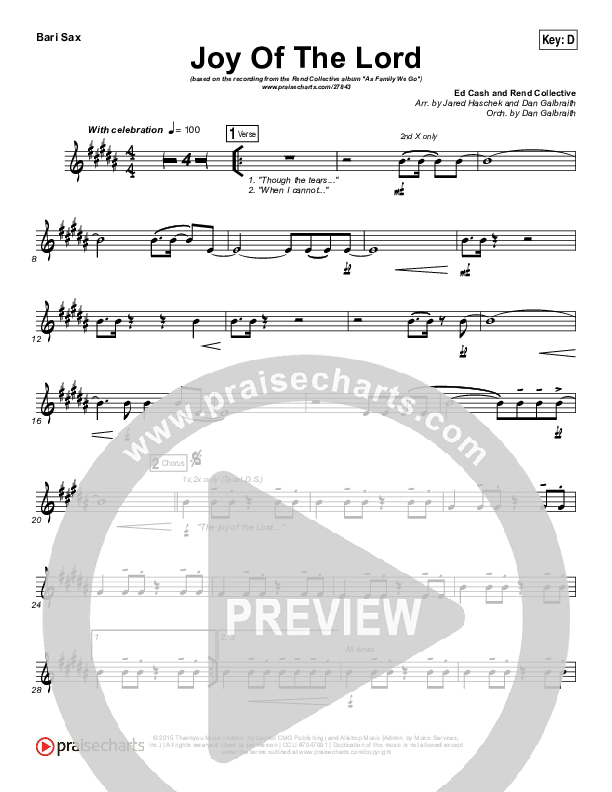 Joy Of The Lord Bari Sax (Rend Collective)