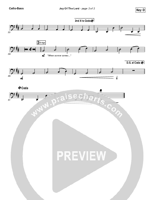 Joy Of The Lord Cello/Bass (Rend Collective)