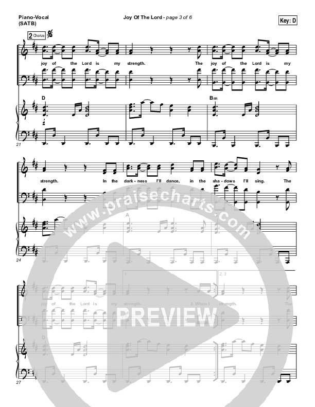 Joy Of The Lord Piano/Vocal (SATB) (Rend Collective)