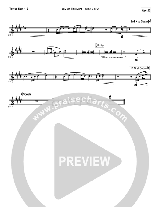 Joy Of The Lord Tenor Sax 1/2 (Rend Collective)