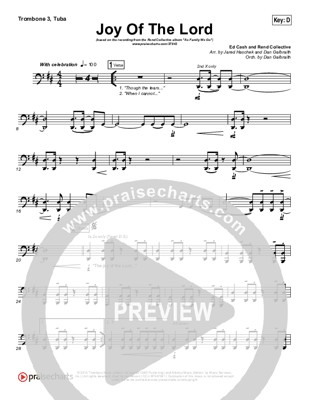 Joy Of The Lord Trombone 3/Tuba (Rend Collective)