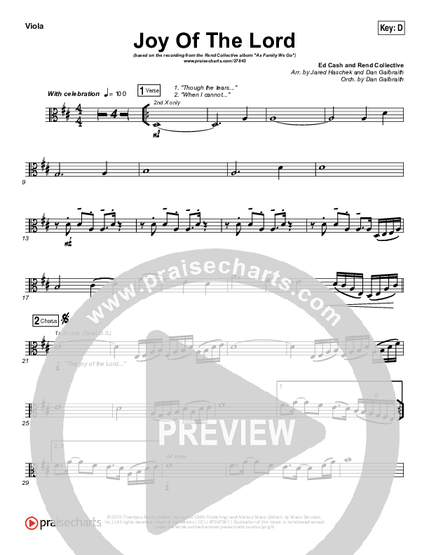 Joy Of The Lord Viola (Rend Collective)