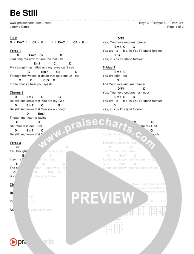 Be Still Chords & Lyrics (Jeremy Camp)