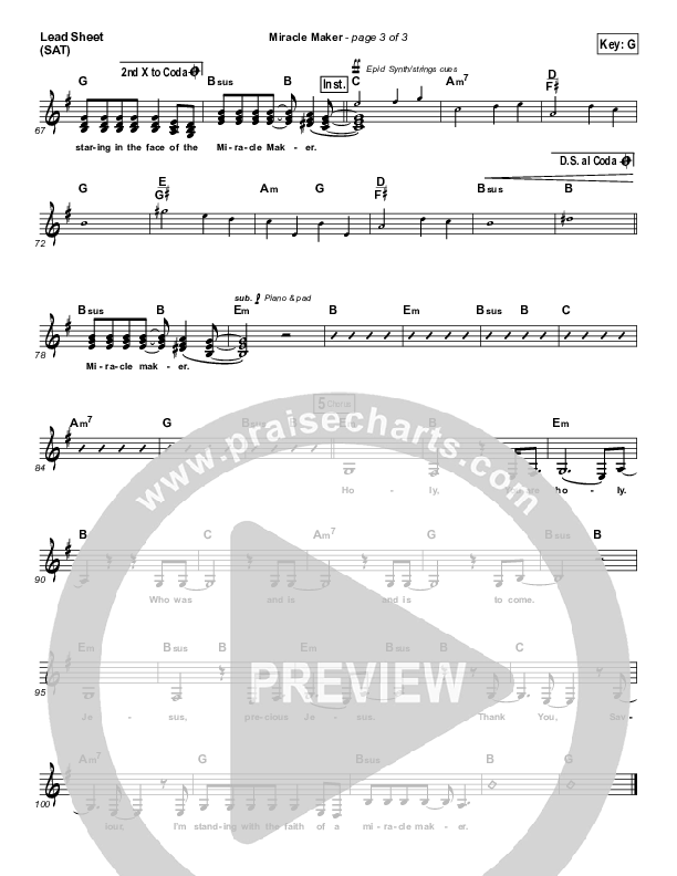 Miracle Maker Lead (SAT) (Jesus Culture / Kim Walker-Smith)