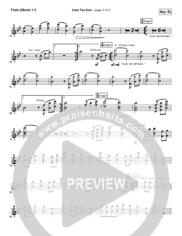 Send The Rain Flute/Oboe 1/2/3 (William McDowell)