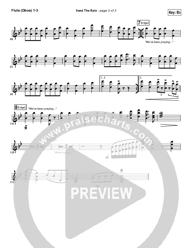 Send The Rain Flute/Oboe 1/2/3 (William McDowell)