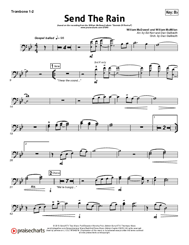 Send The Rain Trombone 1/2 (William McDowell)