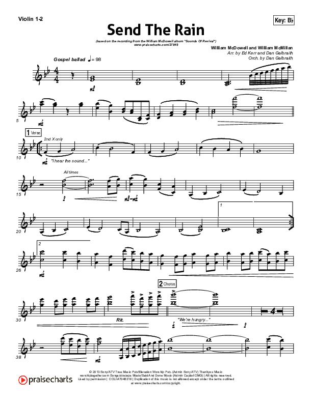 Send The Rain Violin 1/2 (William McDowell)