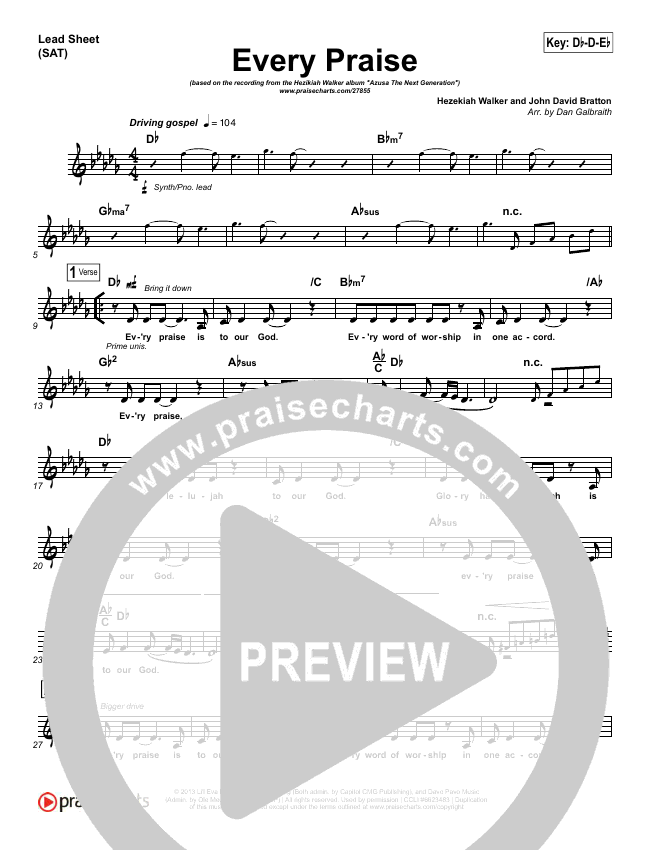 Every Praise Chord Chart