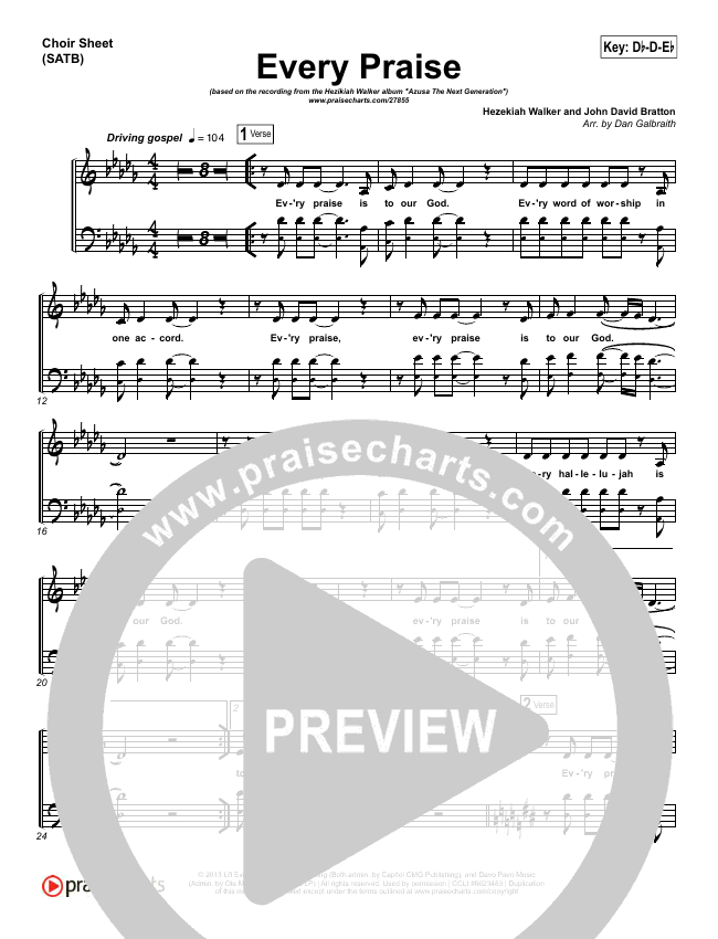 Every Praise Every Praise Orchestration - Hezekiah Walker | PraiseCharts