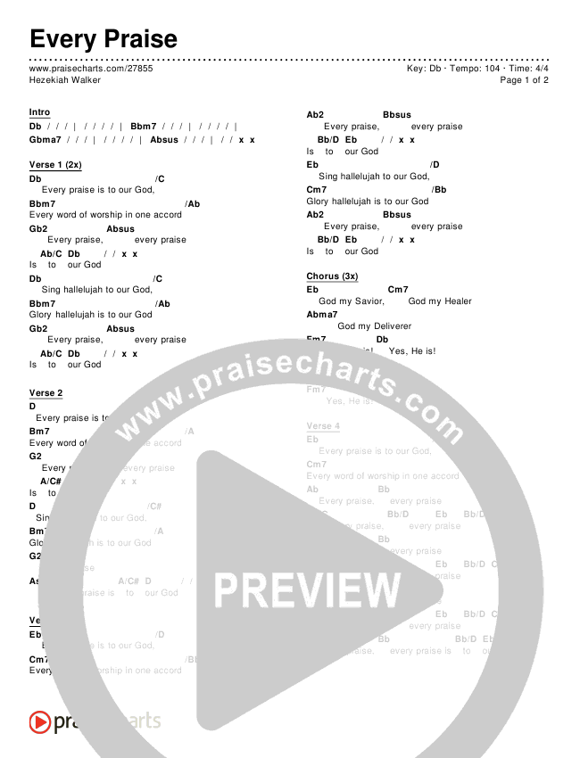 Every Praise Chord Chart