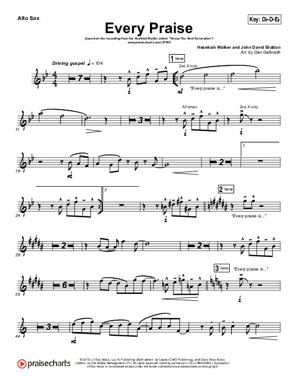 bijtend aanval Aantrekkingskracht Every Praise Alto Sax Sheet Music PDF (Hezekiah Walker) - PraiseCharts