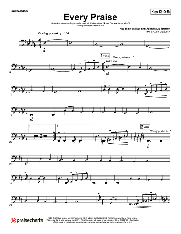 Every Praise Cello/Bass (Hezekiah Walker)